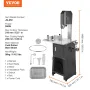 Commercial Electric Meat Bandsaw, 550W Stainless Steel Vertical Bone Sawing Machine, 19.1"x15" Workbench, 7.09 Inch Cutting Thic