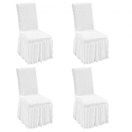 4 PCS White Stretch Spandex Folding Chair Covers, Universal Fitted Chair Cover with Skirt, Removable Washable Protective