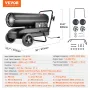 100000BTU -parafin/diesel tvang lufttorpedo -rumvarmer med