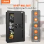 65 cm Tall Wall Safe 3-Tier Hidden Safe with Keypad Shelves & Key Holders