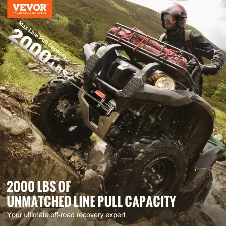 Elektrisk vinsch ATV UTV 2000 lb stålkabel IP 55 Vandtæt kablet