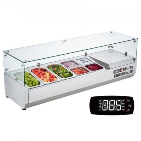 Countertop Refrigerated Salad Pizza Prep Station 150 W Glass Guard CE
