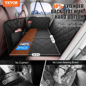 Back Seat Extender for Dogs,Dog Hammock for Car Back seat, Dog Car Seat Cover with Hard Bottom Dog Car Seat Bed 53"x24.8" ,Suppo