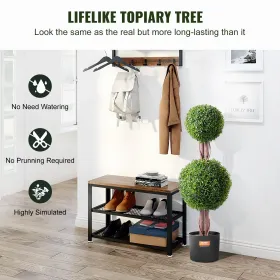 2 Pack 3' Artificial Boxwood Topiary Tree Faux Plant UV Decor In/Outdoor