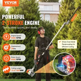 15.7-inch 26CC 2 Cycle Gas Hedge Trimmer Gas Powered Pole Hedge Trimmer