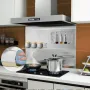 Range Backsplash with Shelf 36 x 33.9 inch Range Hood Wall Shield Stainless Steel Backsplash Silver Splash Plate for Range Hood 