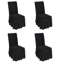 4 PCS Black Stretch Spandex Folding Chair Covers, Universal Fitted Chair Cover with Skirt, Removable Washable Protective