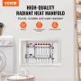6-Branch Radiant Heat Manifold, 1/2" PEX Tubing Manifold, Stainless Steel PEX Manifold for Hydronic Radiant Floor Heating, Radia