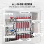 6-Branch Radiant Heat Manifold, 1/2" PEX Tubing Manifold, Stainless Steel PEX Manifold for Hydronic Radiant Floor Heating, Radia