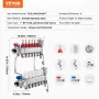 6-Branch Radiant Heat Manifold, 1/2" PEX Tubing Manifold, Stainless Steel PEX Manifold for Hydronic Radiant Floor Heating, Radia
