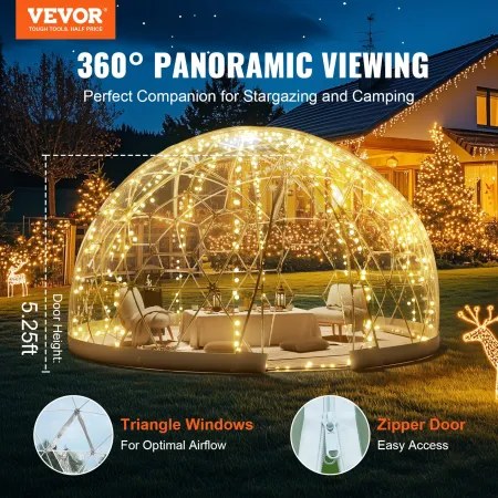 289.6 cm Dome Bubble Tent Outdoor House Camping Shelter w/ Transparent Window