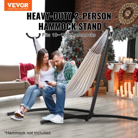 Portable Hammock Stand, 450lbs Capacity Steel Hammock Stand for 2 Person, Heavy Duty Adjustable Hooks Hammock Frame Fits 10-13 f