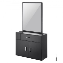 Salon Storage Cabinet, Wall Mounted Barber Salon Station for Hair Stylist, Hair Stylist Station Set, with 3 Sleeves, A Mirror,