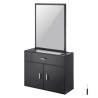 Salon Storage Cabinet, Wall Mounted Barber Salon Station for Hair Stylist, Hair Stylist Station Set, with 3 Sleeves, A Mirror,