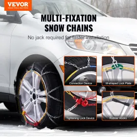 Snow Chains Manganese Alloy Steel 2PCS Traction Snow Wheels Chains Silver