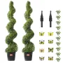 Artificial Boxwood Topiary Tree, 60 inch Tall (2 Pieces), Spiral Faux Topiary Trees, Faux Plant w/ Extra Leaves & Pot & Small De
