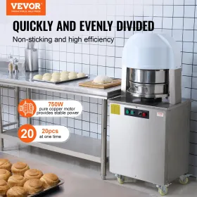 Electric Dough Divider 20PCS Automatic Dough Cutter Bread Maker for Bakery