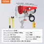 Electric Hoist Crane Winch 2640 lbs med 14 ft kablet