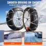 Snow Chains, Manganese Alloy Steel Emergency Traction Tire Chains, Snow Tire Chains for Cars, Pickups, SUVs, and Trucks, Silver 