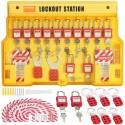 Electrical Lockout Tagout Kit, 60 PCS Safety Lockout Tagout Station Includes Padlocks, Hasps, Tags, Nylon Ties, Expansion Kit,