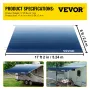 RV Awning, Awning Replacement Fabric 18 FT, Slate Blue RV Awning Replacement, 15oz Vinyl Material Replacement Awning, Sun Shade 