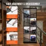 Brochure Display Stand, 4-Tier 8 Pockets Mesh Literature Display Holder, Floor Standing Magazine Newspaper Catalog Rack, Lightwe