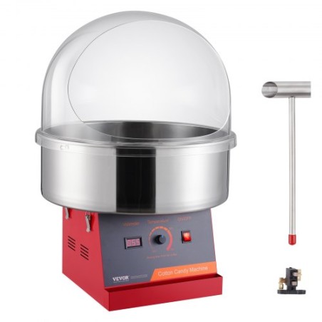 Electric Cotton Candy Machine, 1000W Candy Floss Maker, Commercial Cotton Candy Machine med dækning, rustfri stålskål og