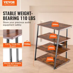 4-lags AV-mediestand med strømstrimler Træhjørne TV Stand med