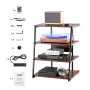 4-lags AV-mediestand med strømstrimler Træhjørne TV Stand med