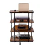 4-Tier AV Media Stand with Power Strips, Corner TV Stand with LED Lights, Height Adjustable Wooden Shelves for DVD Players/Cable