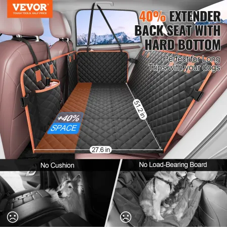 Back Seat Extender for Dogs, Dog Hammock for Car Back seat,Dog Car Seat Cover with Hard Bottom Dog Car Seat Bed 51.2"x27.6",Supp