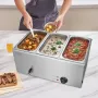 Commercial Electric Food Warmer 3-Pan Countertop Buffet 16.5L Bain Marie