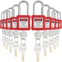 Lockout Tagout Locks Set, 10 PCS Red Safety Lockout Padlocks, with 2 Keys Per Lock, OSHA Compliant Lockout Locks, Lock Out Tag