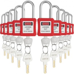 Lockout Tagout Locks Set, 10 PCS Red Safety Lockout Padlocks, with 2 Keys Per Lock, OSHA Compliant Lockout Locks, Lock Out Tag