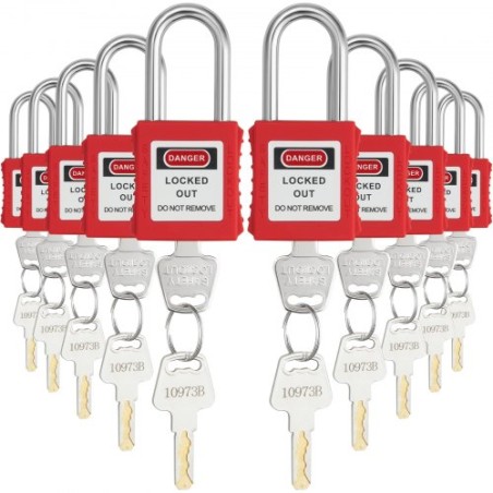 Lockout Tagout Locks Set, 10 PCS Red Safety Lockout Padlocks, with 2 Keys Per Lock, OSHA Compliant Lockout Locks, Lock Out Tag