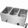 Commercial Electric Food Warmer 3-Pan Countertop Buffet 16.5L Bain Marie
