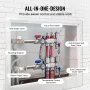 2-Branch Radiant Heat Manifold, 1/2" PEX Tubing Manifold, Stainless Steel PEX Manifold for Hydronic Radiant Floor Heating, Radia