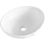 Oval Vessel Sink, 16" x 13.4" Bathroom Vessel Sink Bowl Countertop, White Ceramic Bathroom Sinks Above Counter, Bowl Sink with M