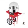 Electric Cotton Candy Machine with Cart, 1000W Commercial Candy Floss Maker with Cover, Stainless Steel Bowl, Sugar Scoop and