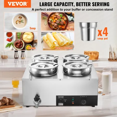 Kommerciel suppe varmere suppe station med 4*7,4qt pot suppe