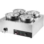 Electric Soup Warmer, Four 7.4QT Stainless Steel Round Pot, 1500W Commercial Food Warmer, 86~185°F Adjustable Temp, Bain Marie w
