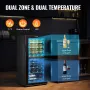 32-Bottle Wine Cooler, Dual Zone & Dual Temperature Wine Fridge, Freestanding Refrigerator with Digital Control, Tempered Glass 