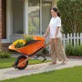 Wheelbarrow Cart, 6 Cu. Ft. Load & 330 lbs Capacity, One Wheel Garden Dump Cart Wheel Barrow with Metal Handle &  16"  Wide Trac