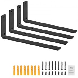 Shelf Bracket, Heavy Duty Floating Shelf Brackets 10 x 6 in, 4 Pcs Brackets for Shelves, 5mm Thick Matte Black L Shelf