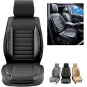Seat Covers, Universal Car Seat Covers Front Seats, 2pcs Faux Leather Seat Cover, Semi-enclosed Design, Detachable Headrest and