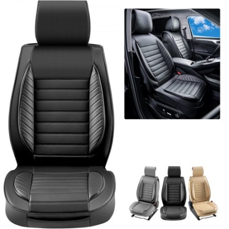 Seat Covers, Universal Car Seat Covers Front Seats, 2pcs Faux Leather Seat Cover, Semi-enclosed Design, Detachable Headrest and