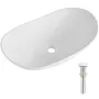 Oval Vessel Sink, 23.3" x 14.2" Bathroom Vessel Sink Bowl Countertop, White Ceramic Bathroom Sinks Above Counter, Bowl Sink with