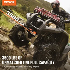 Elektrisk vinsch ATV UTV 3500 lb Syntetisk reb Vandtæt kablet kontrol