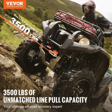 Elektrisk vinsch ATV UTV 3500 lb Syntetisk reb Vandtæt kablet