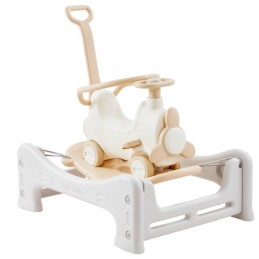 5 I 1 Rocking Horse for småbørn 1-3 år, baby gyngende hest med trampolin, aftagelig balancebestyrelse, skubbehåndtag og 4